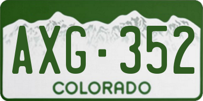 CO license plate AXG352