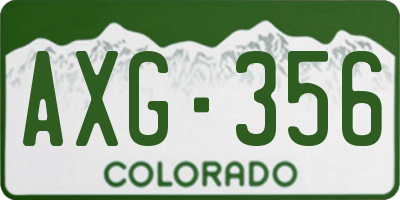 CO license plate AXG356