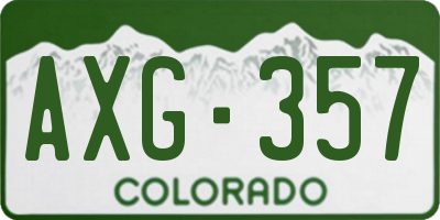 CO license plate AXG357