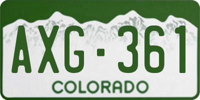 CO license plate AXG361