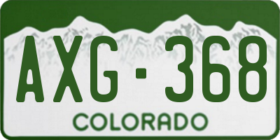 CO license plate AXG368