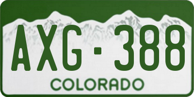 CO license plate AXG388
