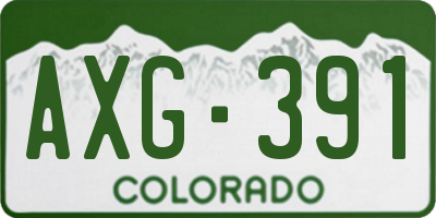 CO license plate AXG391