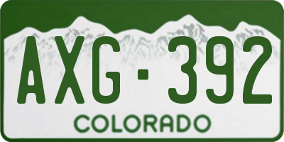 CO license plate AXG392