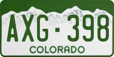 CO license plate AXG398