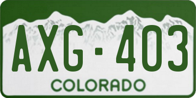 CO license plate AXG403