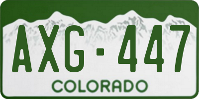 CO license plate AXG447