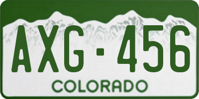 CO license plate AXG456