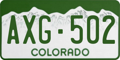 CO license plate AXG502