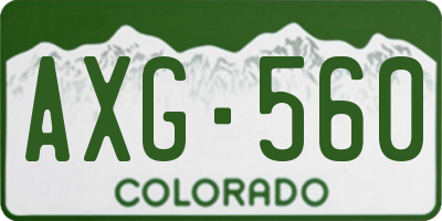 CO license plate AXG560