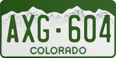 CO license plate AXG604