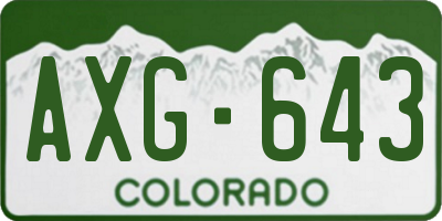 CO license plate AXG643