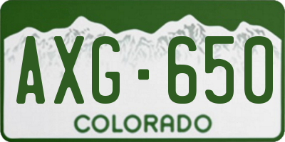 CO license plate AXG650