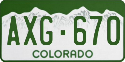 CO license plate AXG670