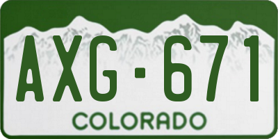 CO license plate AXG671