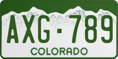 CO license plate AXG789