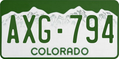 CO license plate AXG794