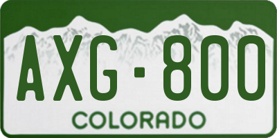 CO license plate AXG800