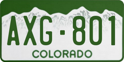 CO license plate AXG801
