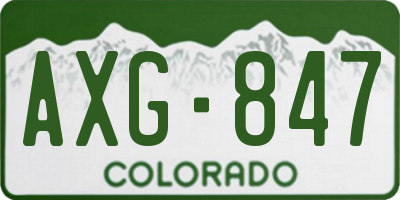 CO license plate AXG847