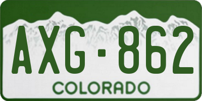 CO license plate AXG862