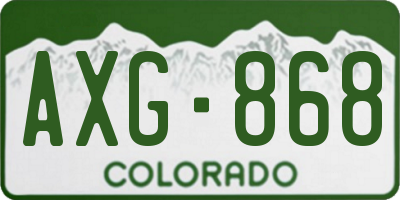 CO license plate AXG868