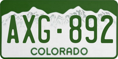 CO license plate AXG892