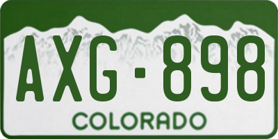 CO license plate AXG898