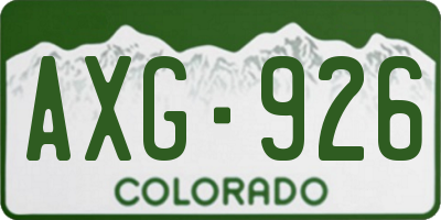 CO license plate AXG926