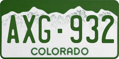 CO license plate AXG932