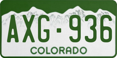 CO license plate AXG936