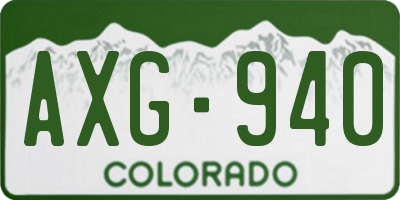 CO license plate AXG940