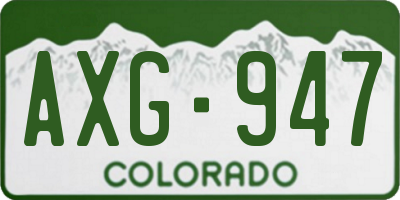 CO license plate AXG947
