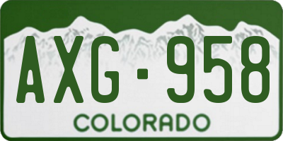 CO license plate AXG958