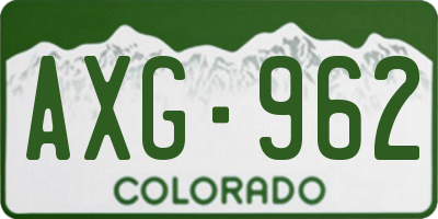 CO license plate AXG962