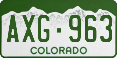 CO license plate AXG963