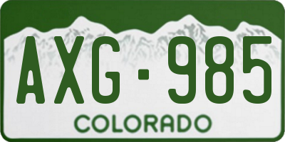 CO license plate AXG985