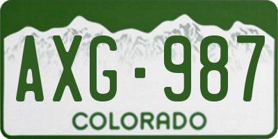 CO license plate AXG987