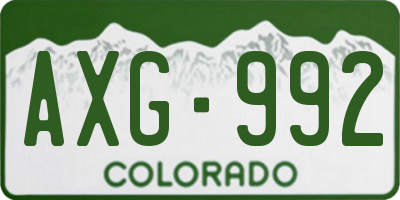 CO license plate AXG992