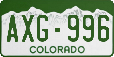 CO license plate AXG996