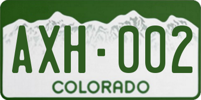 CO license plate AXH002