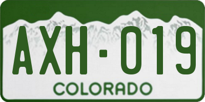 CO license plate AXH019
