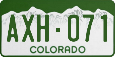 CO license plate AXH071