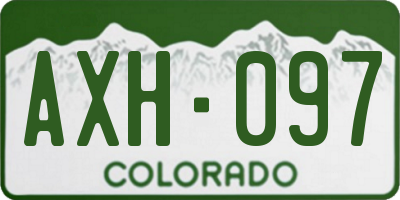 CO license plate AXH097