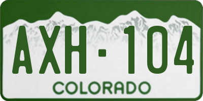 CO license plate AXH104