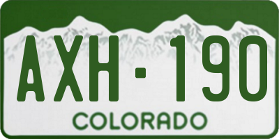 CO license plate AXH190