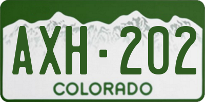 CO license plate AXH202