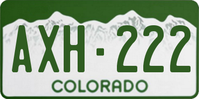 CO license plate AXH222