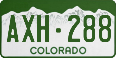CO license plate AXH288