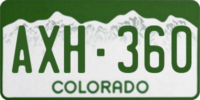 CO license plate AXH360